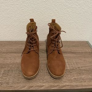 Lucky Brand Tamela Lace Up Combat Boot, Size 5, color Toffee